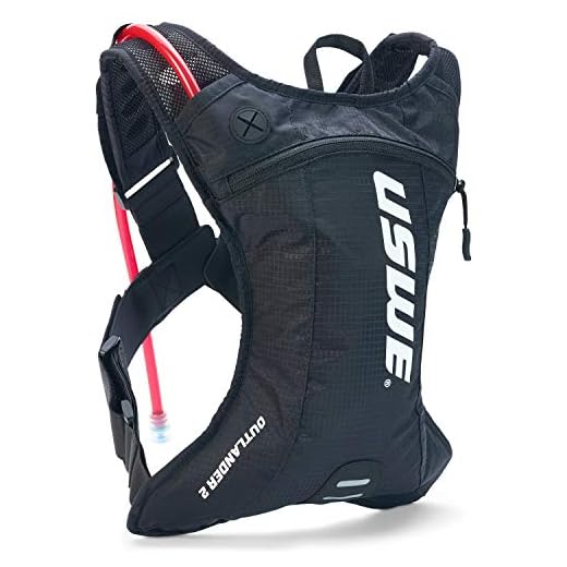 USWE Outlander Hydration Pack, Hydration Backpack with Water Bladder Included - Backpack for Cycling, MTB, Trail Running & More (2L, Black)