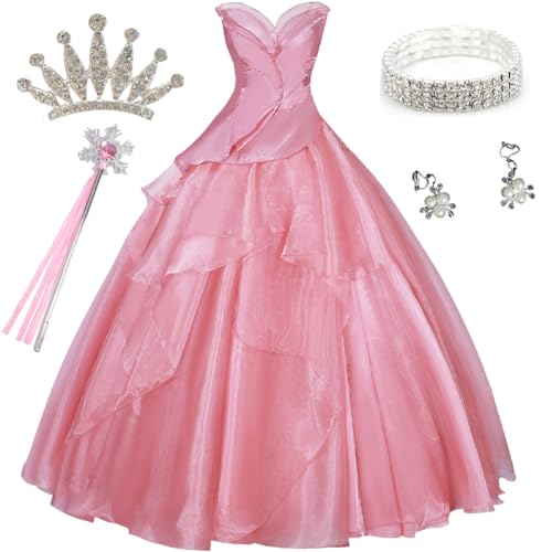 BQDOZJ Glinda Cosplay Dress Party Dress Glinda Cosplay Costume Headdress Full Set Halloween For Women