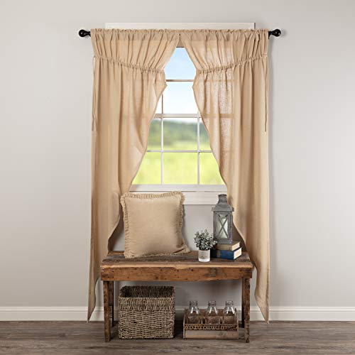 VHC-Brands-Farmhouse-84x36x18-Prairie-Panel-Pair-Tan-Rod-Ties-Window-Curtains VHC Brands Farmhouse 84x36x18 Prairie Panel Pair Tan Rod Ties Window Curtains