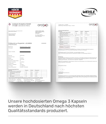 Omega 3 Kapseln hochdosiert - Fischöl Kapseln mit 2000mg (1000mg EPA & 500mg DHA) pro Tagesdosis - Omega-3 Fettsäuren ohne Vitamin E - Aufwendig gereinigt aus nachhaltigem Fischfang