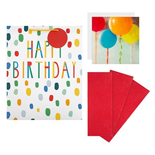Hallmark Birthday Large Gift Bag, 3 Red Tissue Sheets, Card Bundle