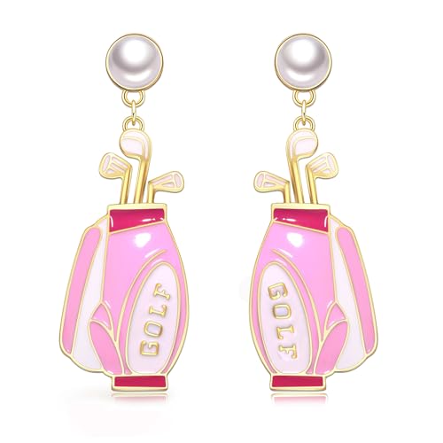 FAERLIIRY Game Day Pearl Enamel Golf Club Statement Earrings -