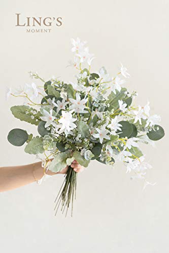 Ling's Moment Artificial Greenery Stems Box Set, 98Pcs With 6 Kinds Of Faux Greenery Picks For Diy Bridal Bouquets Wedding Floral Arrangement Table Centerpieces, Sage Green & White #TOP1
