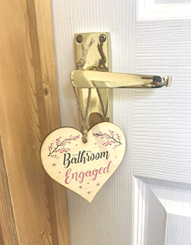 Engaged Vacant Bathroom Door Sign - Double Sided Wooden Heart Shaped Plaque – Decorative Cherry Blossom Design by Maisie Moo – Includes Hanging Twine - Cosy Home Interiors Engaged Vacant Bathroom Door Sign - Double Sided Wooden Heart Shaped Plaque – Decorative Cherry Blossom Design by Maisie Moo – Includes Hanging Twine - Image 4