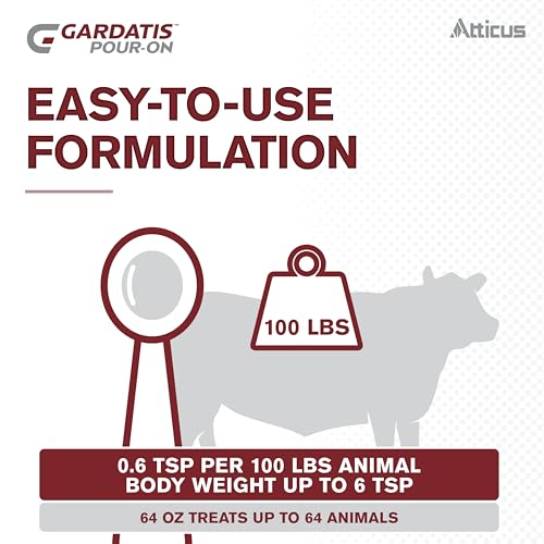 Atticus Gardatis Pour-On Insecticide with IGR (0.5 Gal) - Controls Flies, Ticks, and Lice on Cattle and Horses - Permethrin 5.0% and Diflubenzuron 3.0% - Convenient Pour-On Application