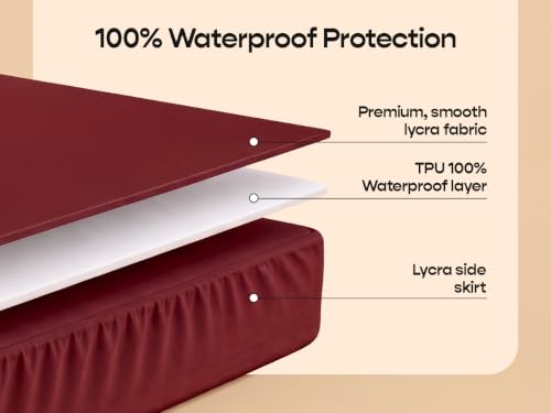 Image of SleepyCat Waterproof Lycra Mattress Protector | Double 78x48 | Maroon