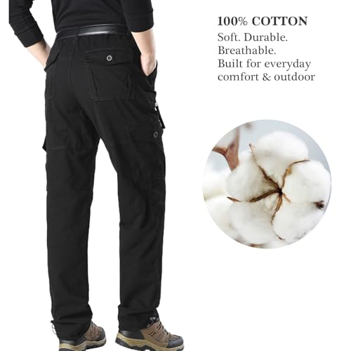 Mens Cargo Pants Elastic Waistband 7 Pockets Hiking Tactical Pants Cotton Cargo Work Pants for Men2