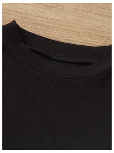 OYOANGLE Toddler Girl's 4 Piece Ribbed Knit Short Sleeve Tee Shirts Lettuce Trim Crew Neck Tee Tops3