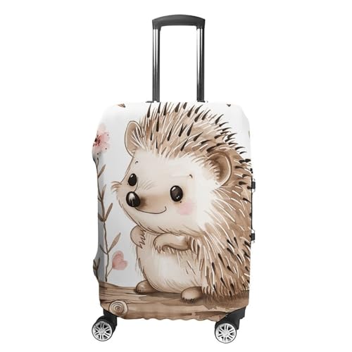 Hedgehog Sitting on Top Luggage Cover, Washable Elastic Suitcase Cover Protector Fit 18-32 Inch Luggage