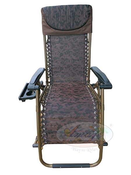 Image of Amaze Folding Portable Zero Gravity Compact Easy Push Back Rocking oscillating Reclining Designer Relax Chair- 08 Brown Flowers