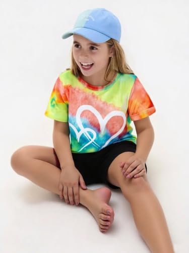 Image of Tween Girls Clothes Summer Short Sleeve T-Shirt and Shorts Set Casual Two Pieces Outfit Size 8 13