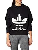 Bündchen und Saum gerippt adidas Damen Cropped Hoodie Kapuzenpullover, Schwarz, 32 (Herstellergröße: 38)