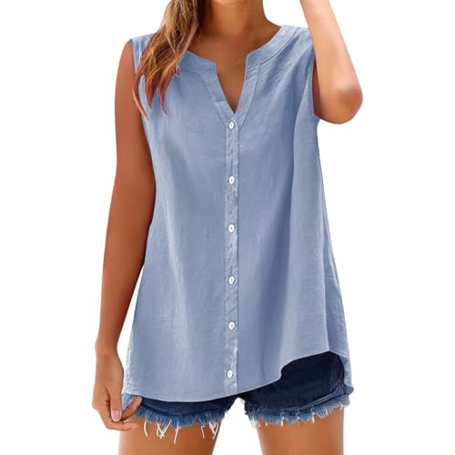 Womens Linen Tank Top 2025 Casual Soft Loose Spring Summer V Neck...