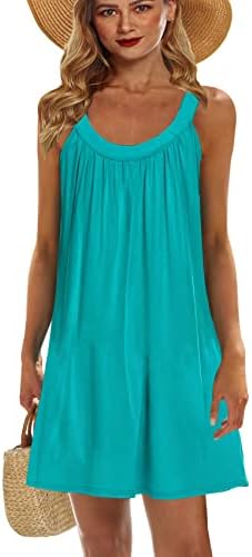 Bluetime Womens Swim Bikini Beach Coverups Sexy Swimsuit Short Dress (Teal, L)