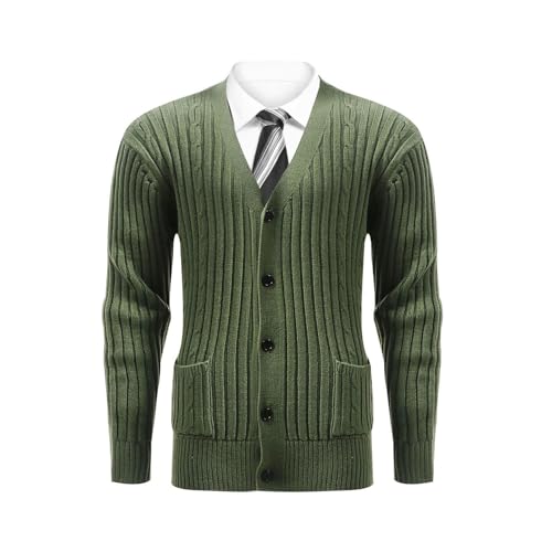 Men's Cardigan Sweater Cable Knit V Neck Button up Sweaters Ribbed Cardigan Sweater with Pockets 2025 Fashion Clothes3