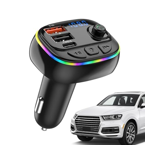 Reproductor de música USB para coche, cargador de coche inalámbrico de carga rápida - Transmisor FM plug-and-play, Reproductor de música portátil para la vida cotidiana, viajes de negocios