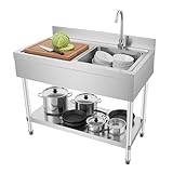 LENJKYYO Edelstahl Küchenspüle Spültisch, 1 Becken Spülenschrank...