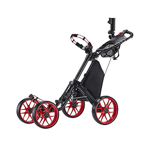 Caddytek Carrito de Golf Plegable con un Clic Carro de Golf de 4 Ruedas con Empuje/tracción Versión 3 con Bolsa de Almacenamie Cover