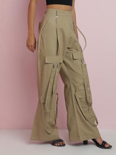 Image of KOTTY Women's High Rise Relaxed || Straight || Joggers Fit Cargo's for Pants || Trousers