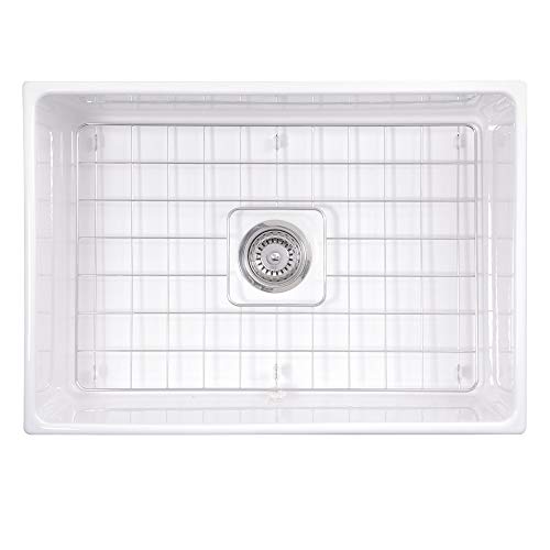 Nantucket Sinks T-Fcfs27 - Nantucket Sinks 27 Inch Farmhouse Fireclay Sink With Drain And Grid #TOP5