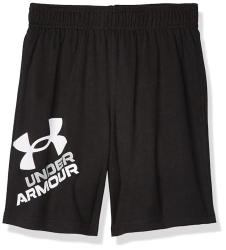 Under Armour Kids Prototype Logo Shorts for Toddler - Breathable Knit Fabric with Elasticized Waistband, Pull-On Style Black/White 2T Toddler One Size