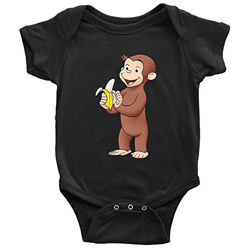 Newborn Short Sleeve Romper Curious George Eat Banana Vintage Funny Bodysuits