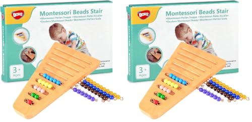 Image of BOHS Montessori Bead Stair Set, 1-10 Counting, with Sorting Tray- Compact Educational Toy for Preschool Learning (Pack of 2)