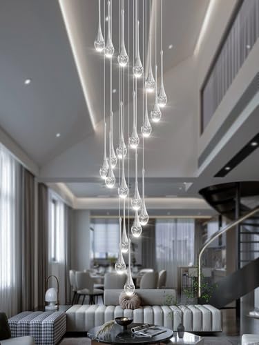 Ykolupty H138 Modern Crystal Chandelier for High Ceilings