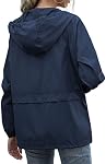 Women's Waterproof Raincoat Lightweight Rain Jacket Hooded Windbreaker with Pockets for Outdoor