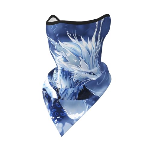 PHAYAH Máscara de cuello con diseño de bestia de dragón azul, máscara de...