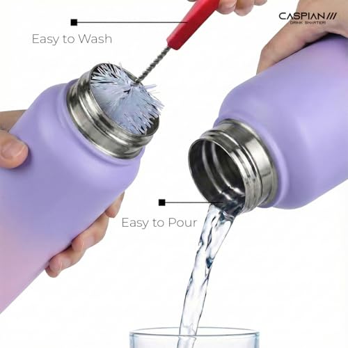 Image of CASPIAN / / / Astra ISI Certified Stainless Steel Water Bottle 1 ltr. (Orchid, 1 Litre) | Leak Proof Thunder for Fridge Home Office Travel School Kids Boys Girls Adults Sports Gym Yoga Gift | BPA Free