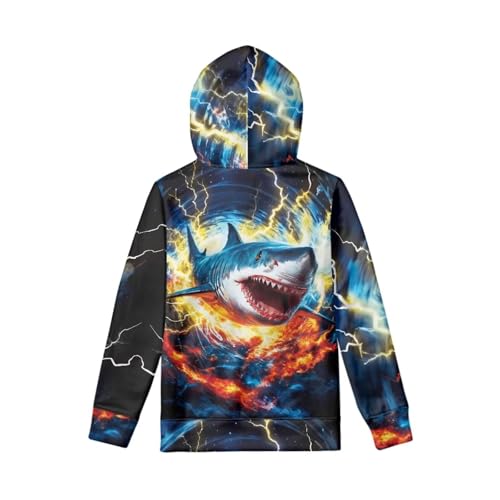 Image of WELLFLYHOM Boys Hooded Sweatshirts Hoodie Pullover Cool Graphic Crewneck Blouses Size 6-16