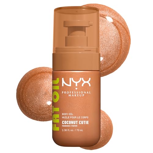 NYX Body Oil Fat Oil Shimmering Body Moisturiser for Glowing Skin 24hr Hydration with Avocado Oil & Vitamin E High-Shine Finish Non-Greasy & Vegan Coconut Cutie