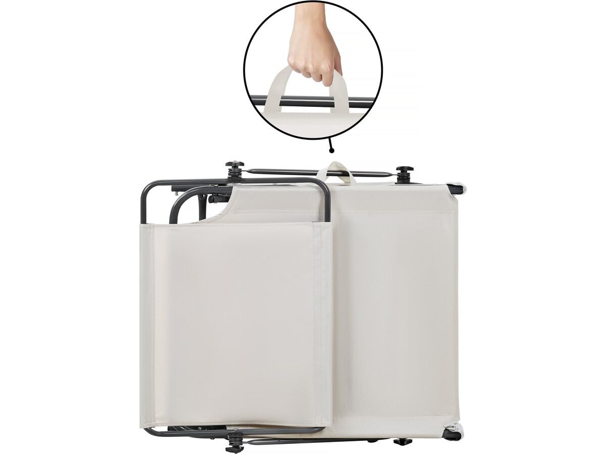 Conjunto de 2 tumbonas plegables Lazy - Con sombrilla - Beige