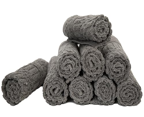 Image of PH Pleasant Home Diamond Wash Cloths Set - 12 Pack (12 inch x 12 inch) - 509 GSM - 100% Ring Spun Cotton Wash Cloth - Super Soft and Highly Absorbent Face Towels(Dark Grey)
