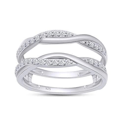 SAVEARTH DIAMONDS 1/4 ct t.w Round Cut Lab Created Moissanite Diamond Criss Cross Infinity Ring Guard Enhancer For Women In 14K Gold Over Sterling Silver (D Color, VVS1 Clarity 0.25 Cttw)