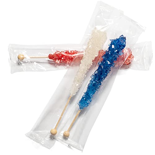 Usa Rock Candy Crystal Sticks -Red, White, Blue - 36 Indiv. Wrapped #TOP2