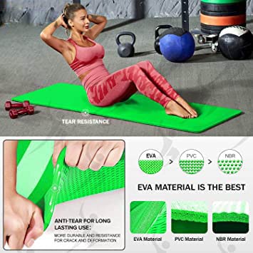 Image of Anti Skid Eva Indoor Outdoor Men & Women Fitness Gym Workout 4mm Thick Yoga Mat (Plain Green)