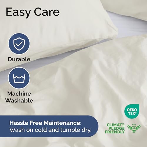 Image of Duvet Cover Queen Size Set - Extra Soft Queen Duvet Cover 90 inch x 90 inch with 2 Pillow Shams for Women, Men, Kids & Teens - Hotel Luxury, Easy-Care w / Zipper Closures & Ties - Comfy and Breathable (Ivory)