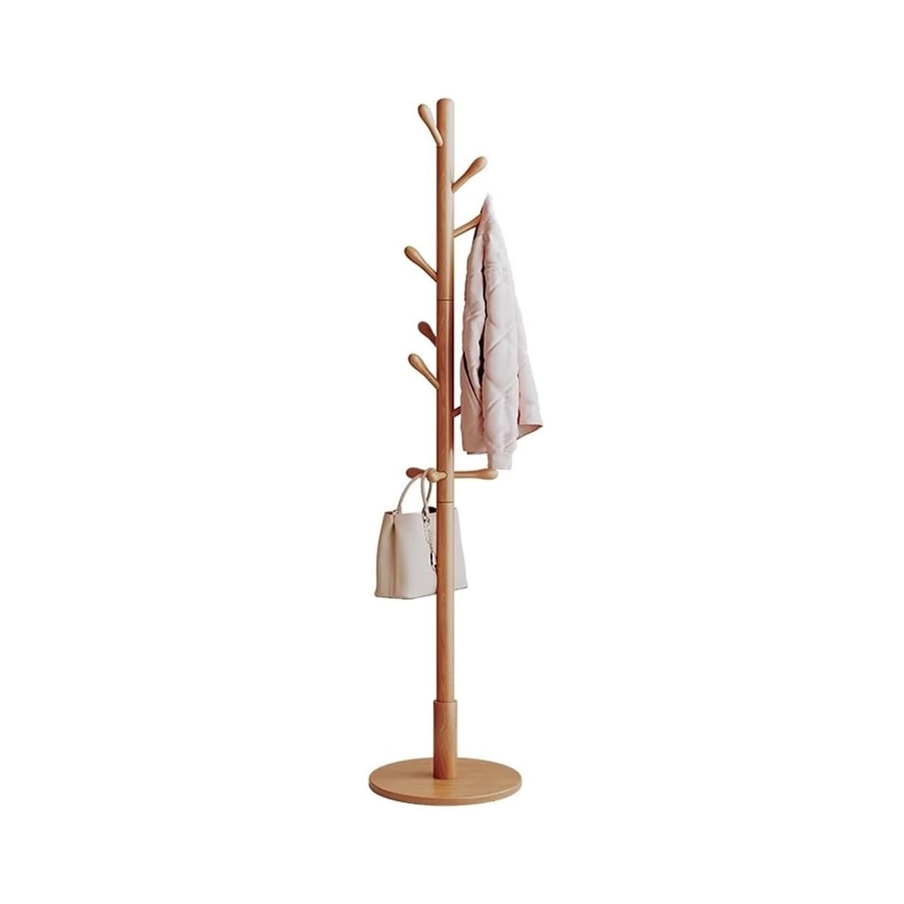 DFHS46JK Hat Rack Wood Coat Rack Freestanding With 10 Hooks, Sturdy Hanger Stand For Entryway, Home, Office for Office(Beige)