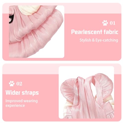 Yaopelky Hund Prinzessin Kleid für kleine Hunde Katze Schleife Kleid mit D-Ring Hund Mädchen Hochzeit Kleidung niedlichen Welpen Tutu Rock Doggy Sommer Kostüm,Größe S(3.3-2.5kg),Rosa