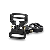 3/4 Inch Tactical Buckle Tactical Duty Buckle Replacement, 2Pack Paracord Bracelet Buckles Metal Buckle Clip for Dog Collar, Tactical Vest, Backpack Strap Clip Buckle Hardware Accessories,Black