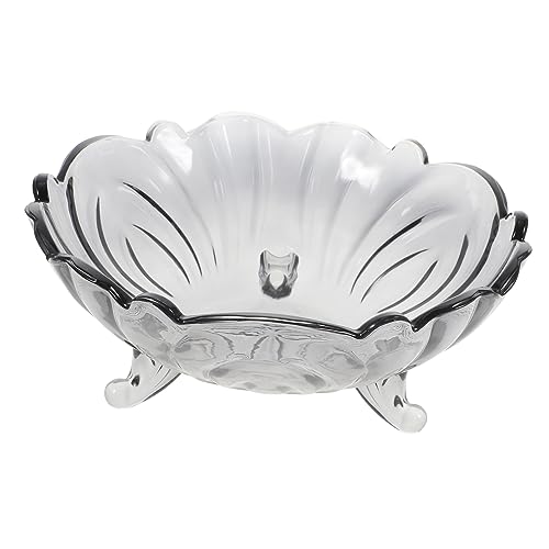 CRILSTYLEO 1 Pc Bandeja De Frutas Tazón De Fideos Transparente Frutero Merienda De Frutas Recipientes De Comida Con Tapas Cuenco Con Diseño De Pétalos Bandejas De Comida Platos Claros Vidrio