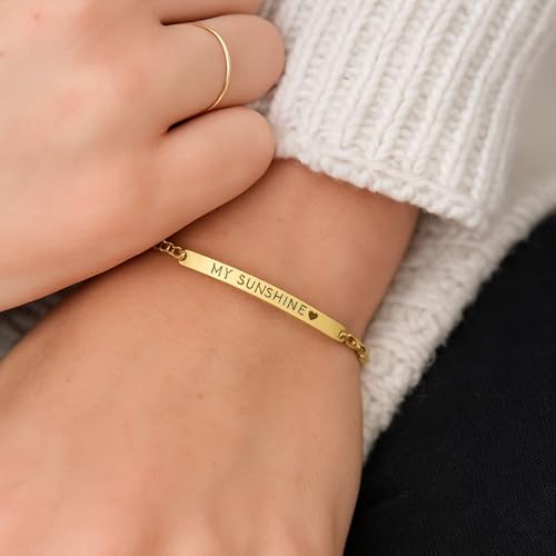 Custom Name Bracelet Engraved Bar Bracelet for Women - Gold/Silver/Rose Gold Plated Jewelry for Mom Gift2