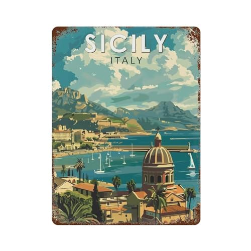 Art plaque en métal vintage de Sicile Italie aux finitions soignées