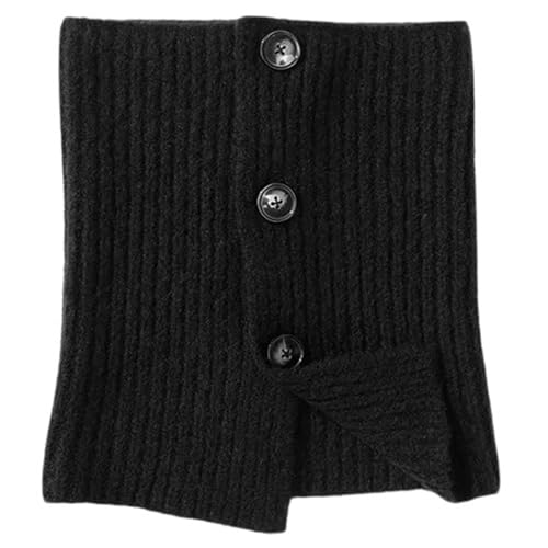BHFYOB Calentador de cuello de hilo de punto suave con botones ajustables, bufanda de cuello para actividades al aire libre, bufanda de viaje para mujer