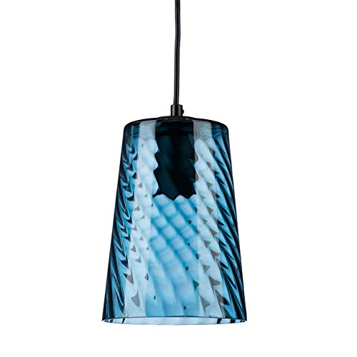 Preisvergleich Produktbild Relaxdays Hängelampe Cone, kegelförmiger Lampenschirm, Glas + Metall, Pendellampe 1-flammig, HBT 21,5x15x15 cm grün-blau