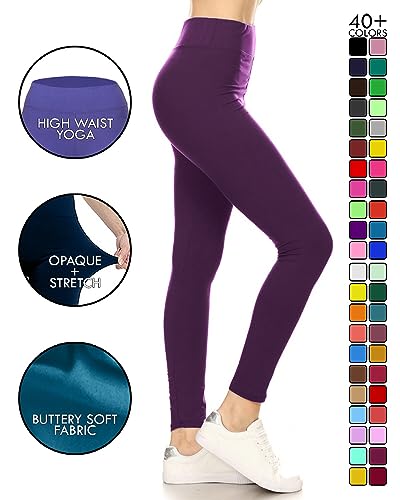Image of Leggings Depot High Waisted Leggings for Women Buttery Smooth & Soft Women's Solid Yoga - Reg, Plus, 1X3X, 3X5X