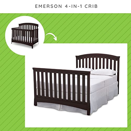 Image of Full-Size Conversion Kit Bed Rails Compatible with Emerson Convertible Crib by Delta Children - Solid Wood Rail #0050 - Toddler & Adult Bed Rail for Full-Size - Baby Furniture (Dark Chocolate - 207)