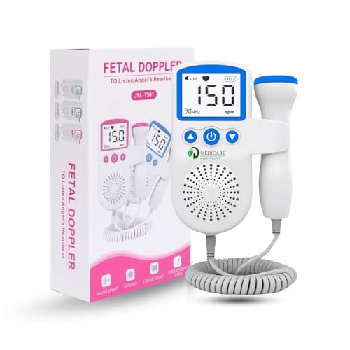 Image of Portable Fetal Doppler Baby Heartbeat Monitor for Pregnancy | Digital LCD Display with in-Built Speaker, Accurate FHR Detection | Compact Prenatal Monitor for Home & Clinic Use (Blue)